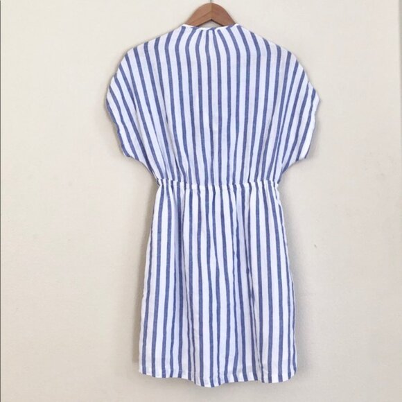 RAILS Striped Linen Tie Front Mini Dress in Blue White - Picture 9 of 12